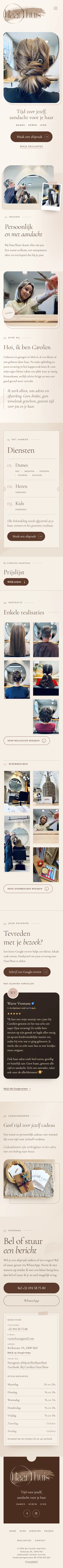Volledige mobiele homepage van Bij Carolien HaarThuis