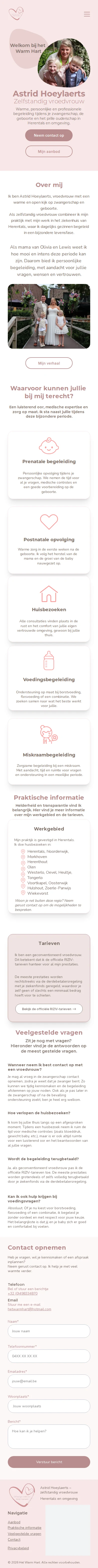 Volledige mobiele homepage van Het Warm Hart